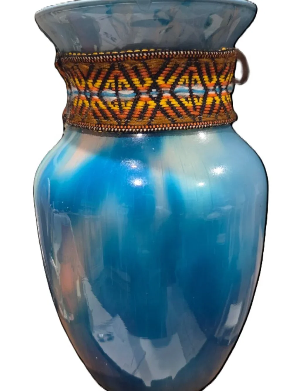 Acrylic Pour Glass Necklace Vase, Southwest Decor, Fluid Handmade Art, 8 Inches